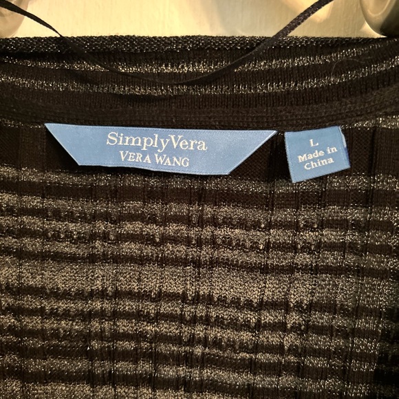 NWT Simply Vera Wang Black Metallic Sheer Cardigan, Lightweight, Women’s L - Picture 4 of 8